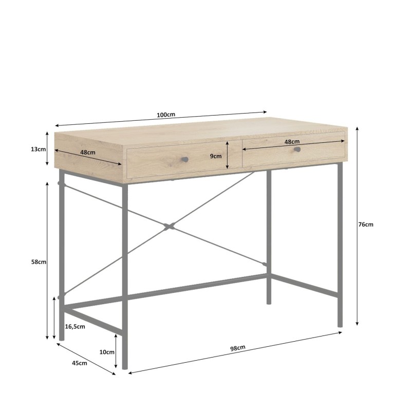 Desk (natural oak/black frame)