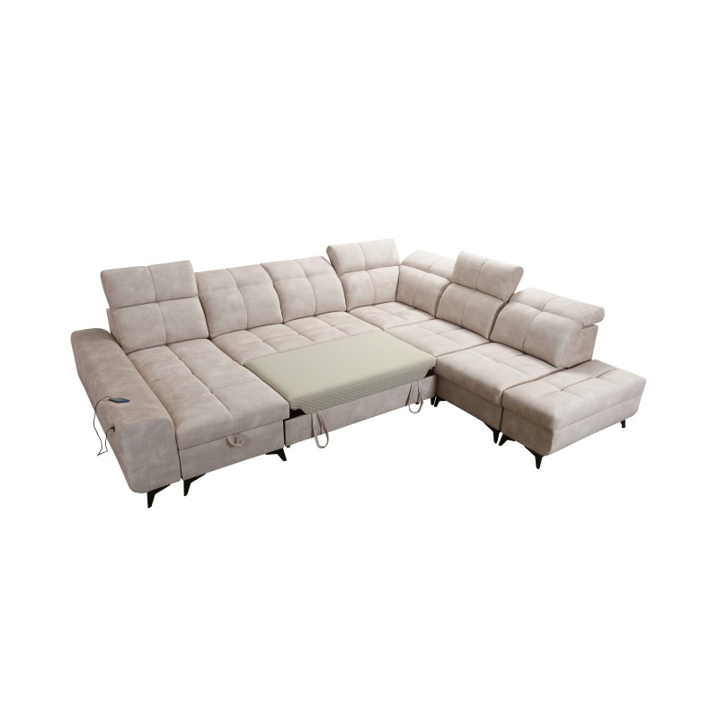 Funktionale U-förmige Ecksofa Ascot X mit Veloursstoff, Wave 15 | Möbelgeschäft