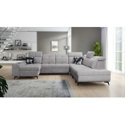 Functional U-shaped corner sofa Ascot X with Velvet fabric, Wave 15 | Furniture store