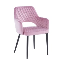 Velvet chair (pink) - black frame