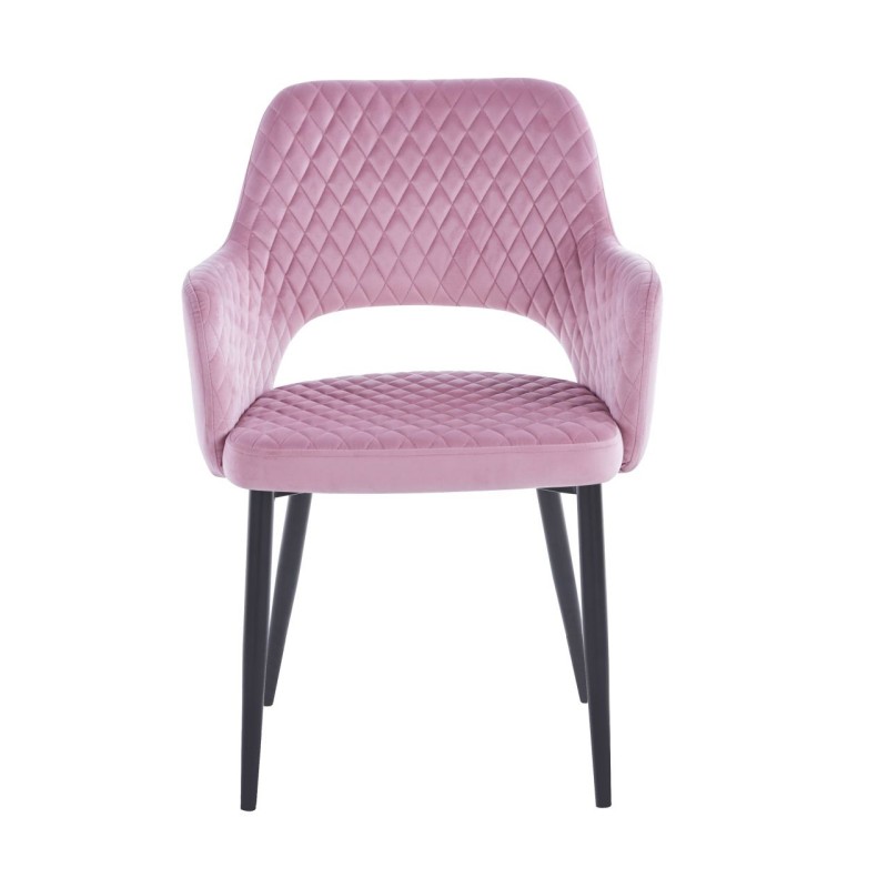 Velvet chair (pink) - black frame