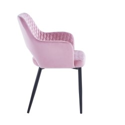 Silla de terciopelo (rosa) - estructura negra