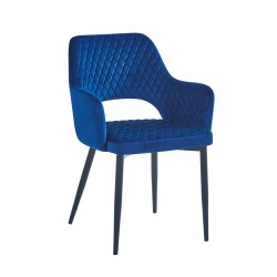 Silla de terciopelo (azul) - estructura negra