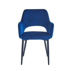 Silla de terciopelo (azul) - estructura negra