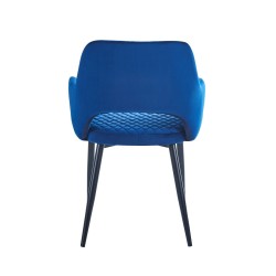 Silla de terciopelo (azul) - estructura negra