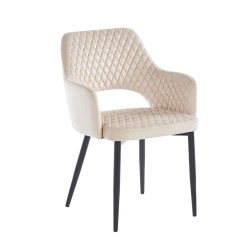 Silla de terciopelo (beige) - estructura negra