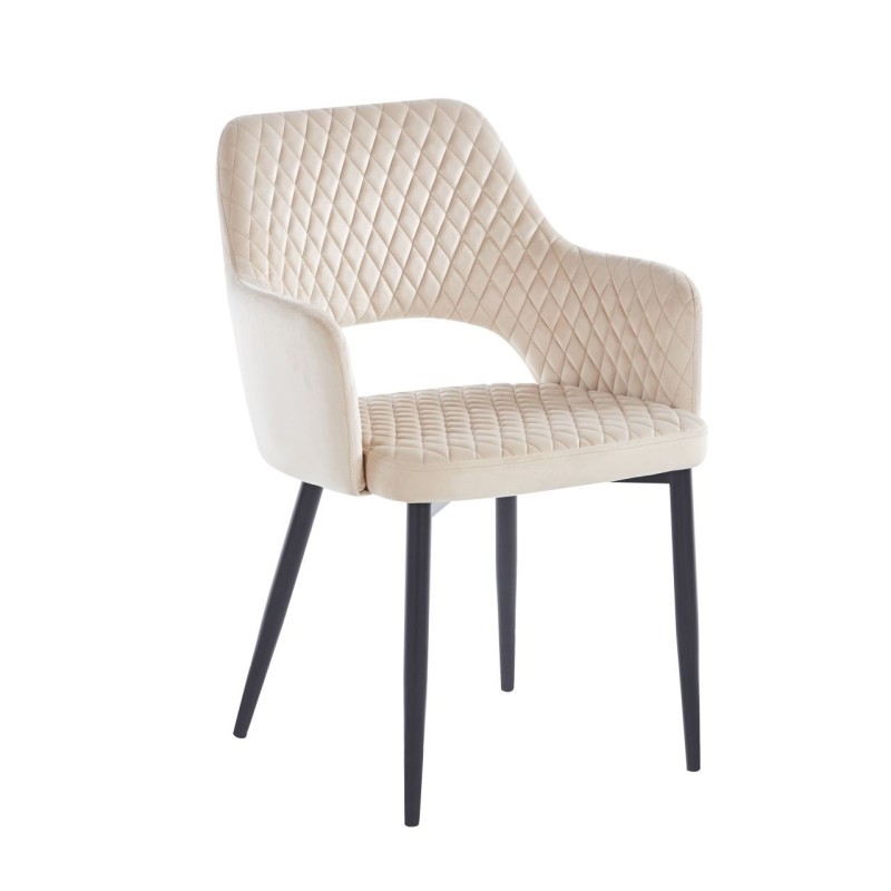 Silla de terciopelo (beige) - estructura negra