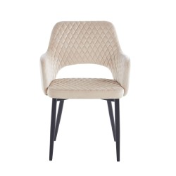 Silla de terciopelo (beige) - estructura negra