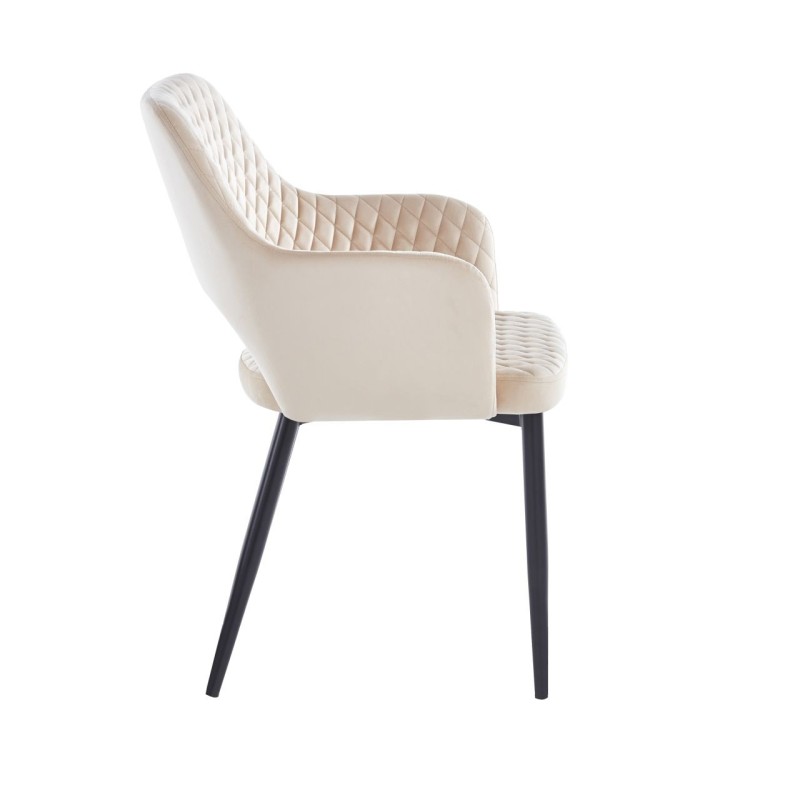 Silla de terciopelo (beige) - estructura negra