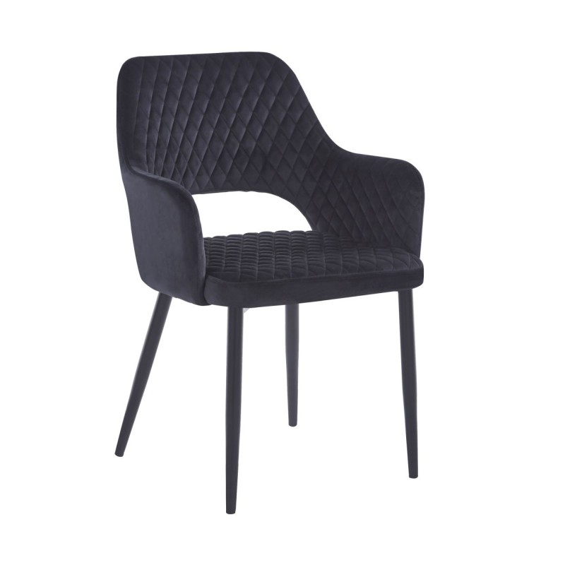 Velvet chair (black) - black frame