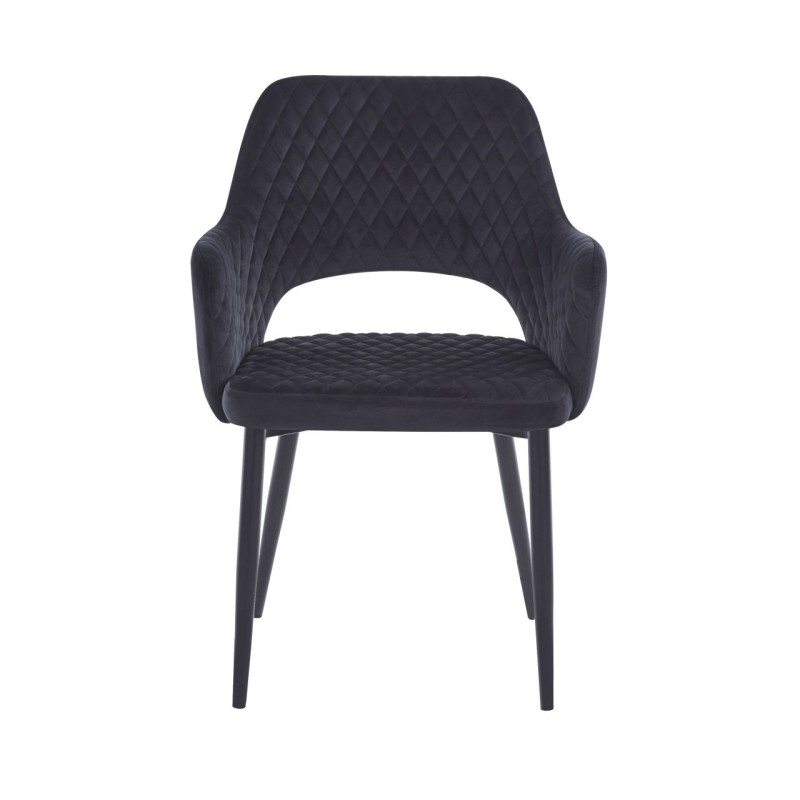 Velvet chair (black) - black frame