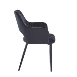 Velvet chair (black) - black frame
