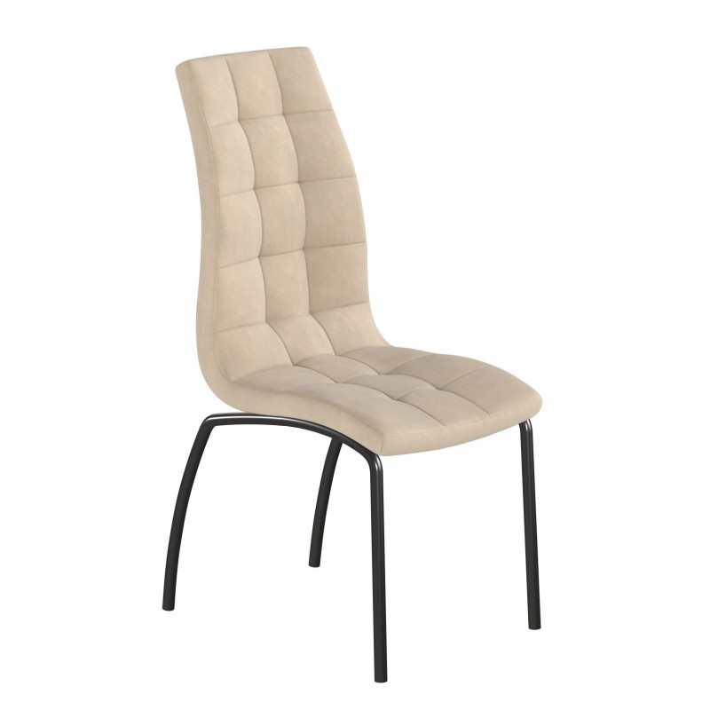 Velvet chair (beige) - black frame