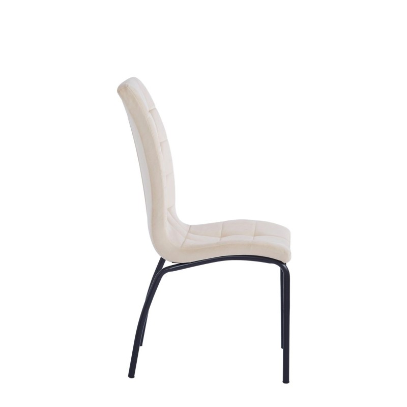 Silla de terciopelo (beige) - estructura negra