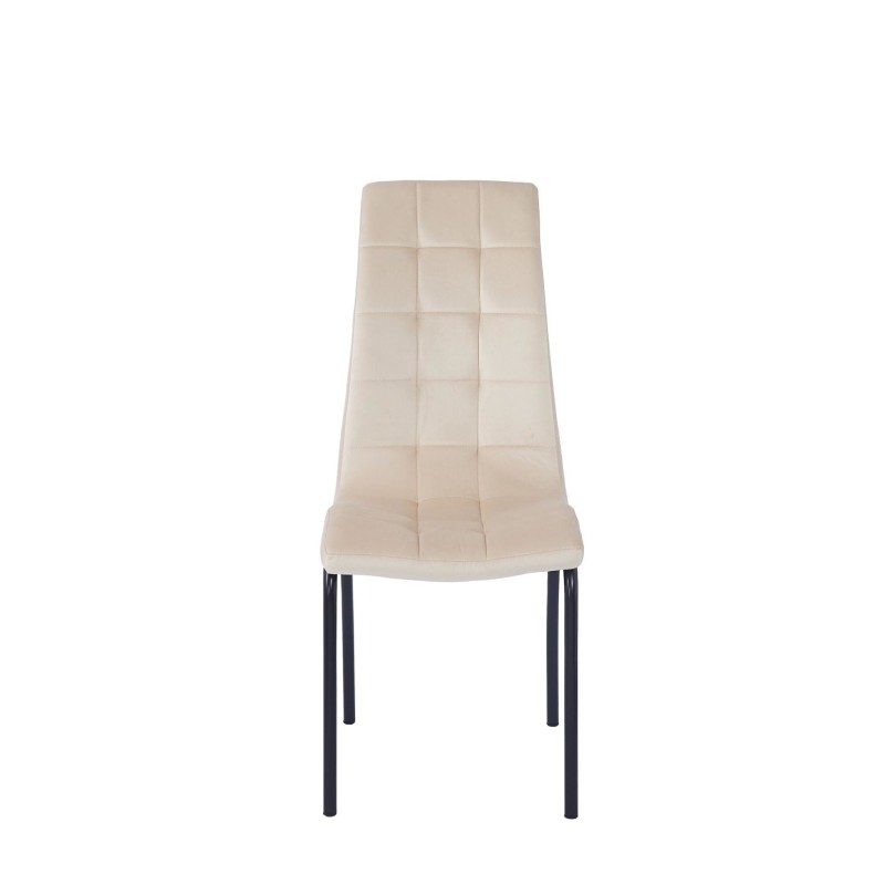 Samtstuhl (beige) - schwarzes Gestell