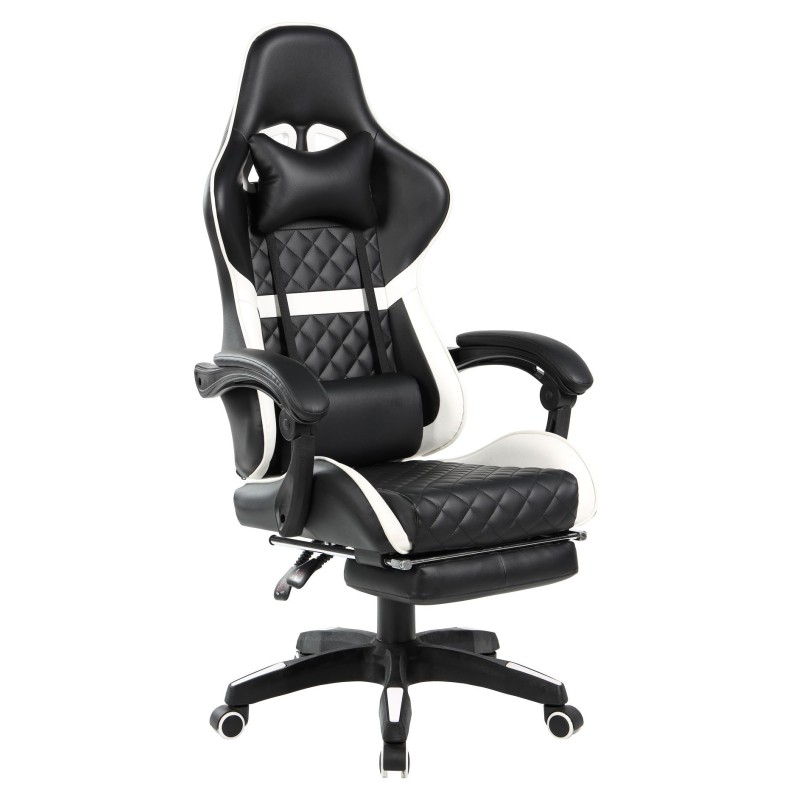 Silla giratoria gaming (blanco y negro)