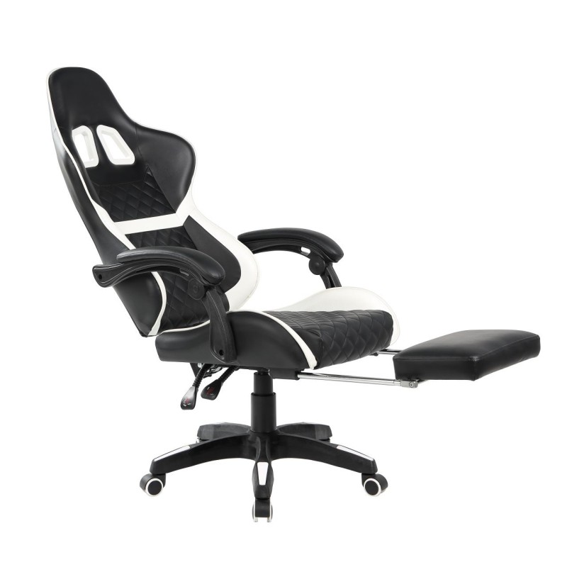 Silla giratoria gaming (blanco y negro)