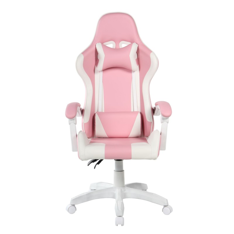 Drehbarer Gaming-Stuhl (rosa-weiß)