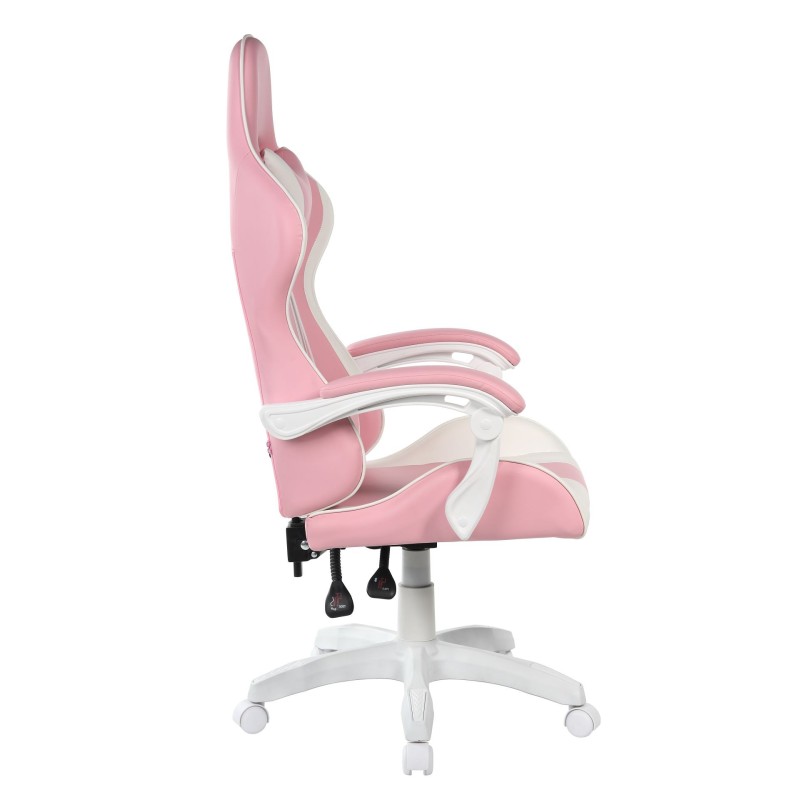 Pink and white gaming swivel chair