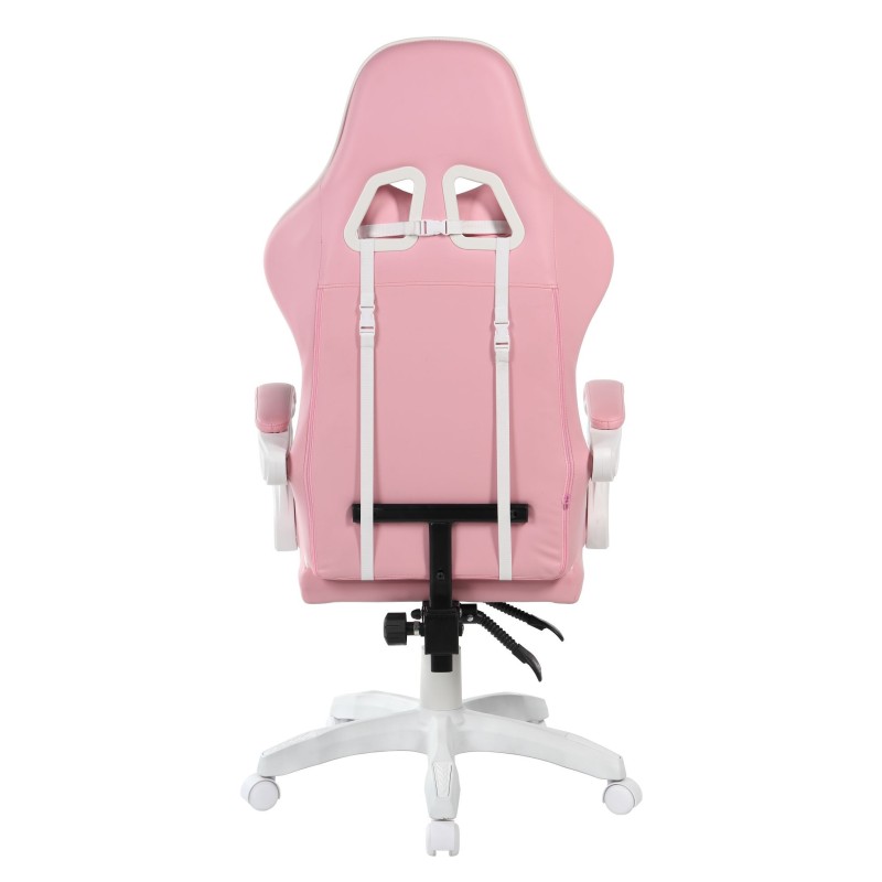 Pink and white gaming swivel chair