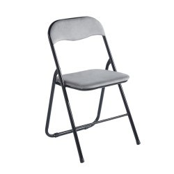 Silla plegable de terciopelo (gris)