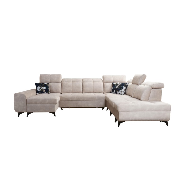 Sofá esquinero funcional en forma de U Ascot X con tela de terciopelo, Wave 16 | Tienda de muebles