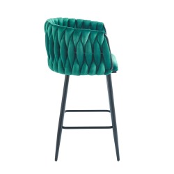Green velvet bar stool (black frame)