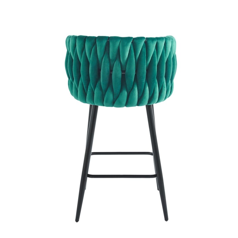 Green velvet bar stool (black frame)
