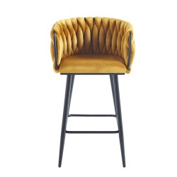 Velvet curry bar stool (black frame)