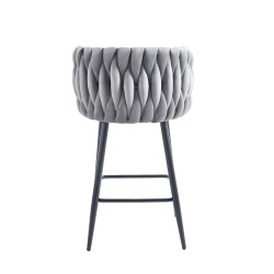 Gray velvet barstool (black frame)