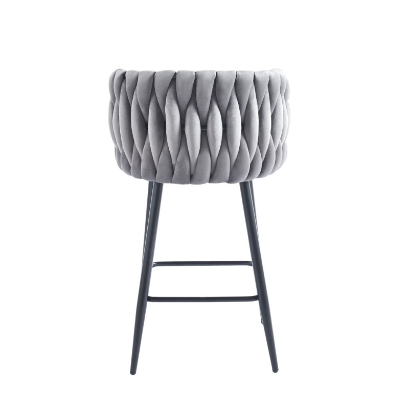 Gray velvet barstool (black frame)