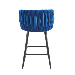 Blue velvet bar stool (black frame)