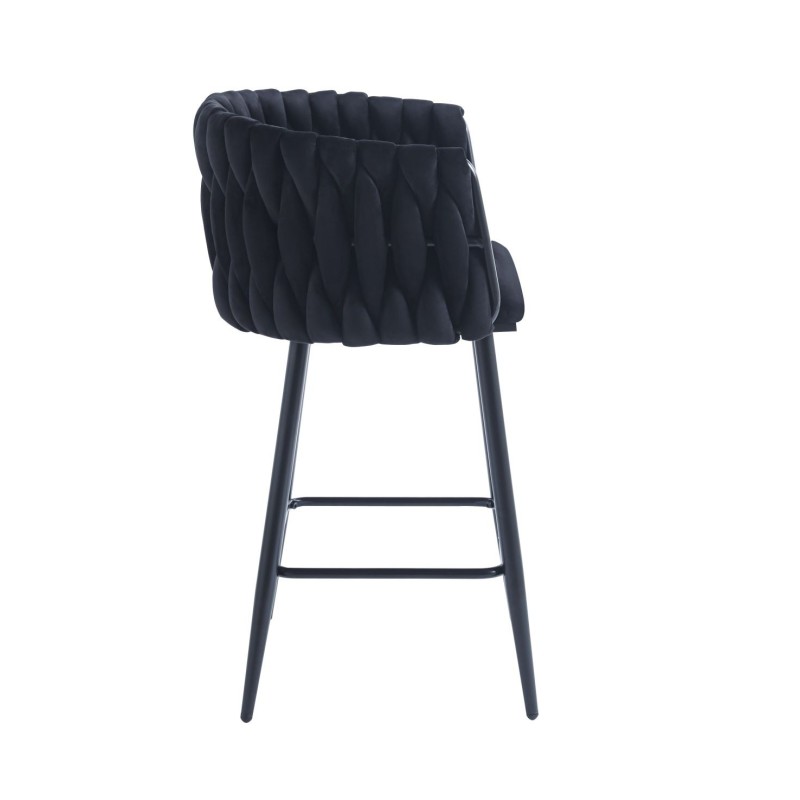 Black velvet bar stool (black frame)