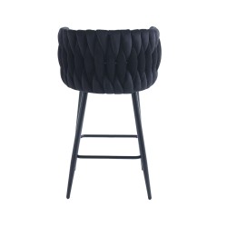 Black velvet bar stool (black frame)