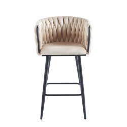 Beige velvet bar stool (black frame)