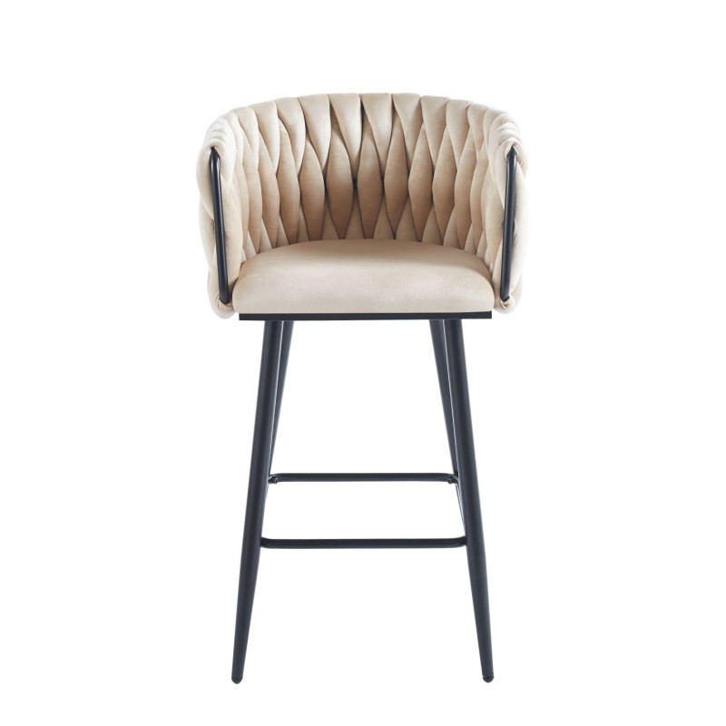 Samthocker beige (schwarzes Gestell)