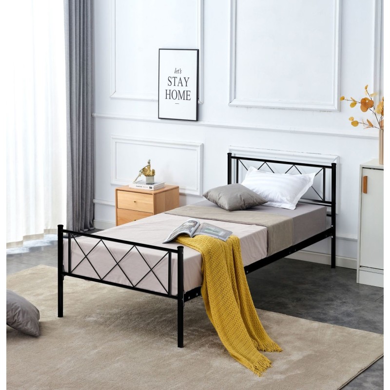 Cama de metal 90x200 (negra)
