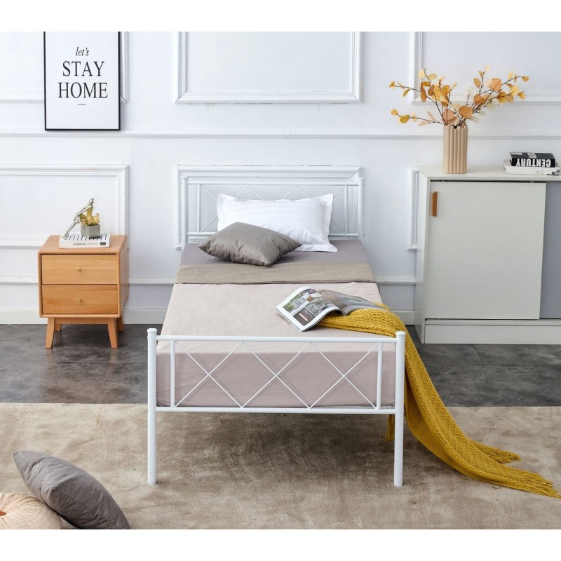 Cama de metal 90x200 (blanca)