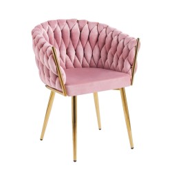 Velvet chair (pink) - gold frame