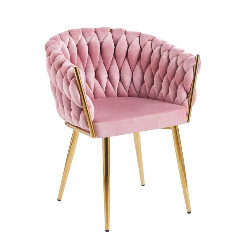 Velvet chair (pink) - gold frame