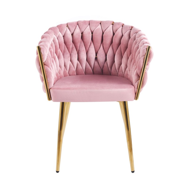 Silla de terciopelo (rosa) - estructura dorada
