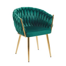 Velvet chair (green) - gold frame