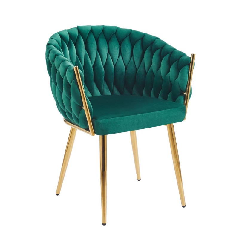 Velvet chair (green) - gold frame