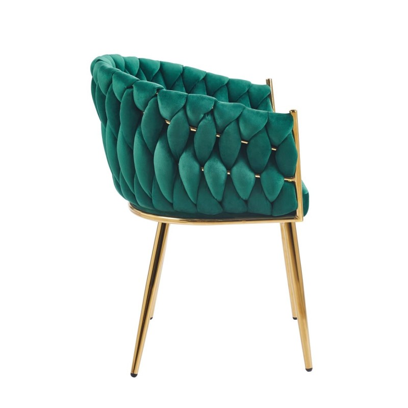 Velvet chair (green) - gold frame