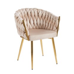 Silla de terciopelo (beige) - estructura dorada