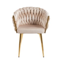 Silla de terciopelo (beige) - estructura dorada