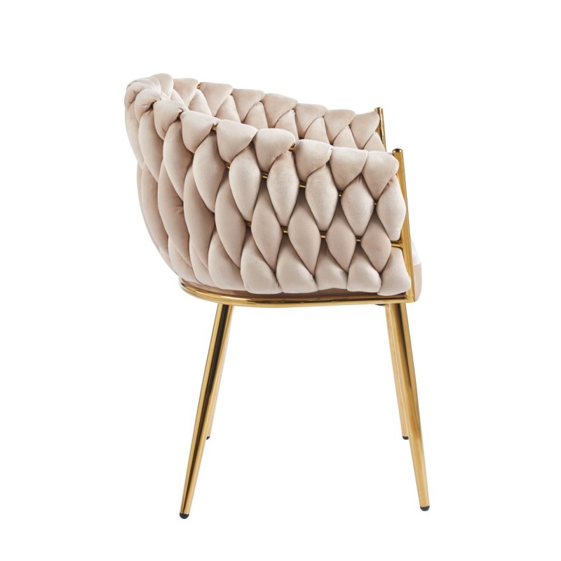 Velvet chair (beige) - gold frame