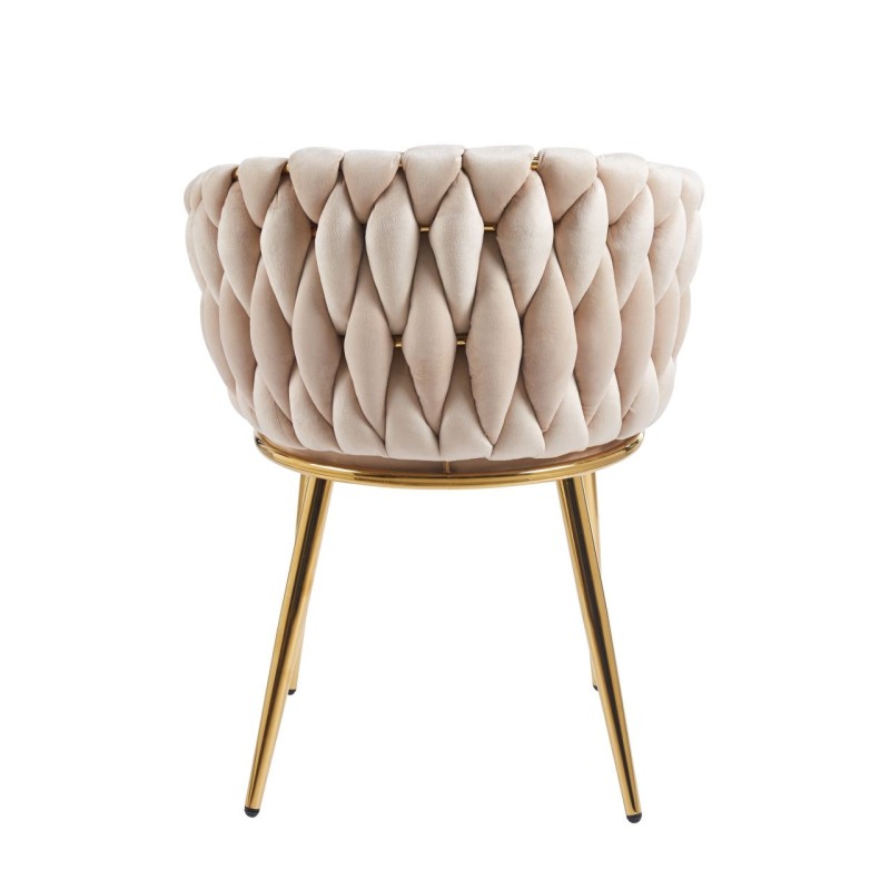 Velvet chair (beige) - gold frame
