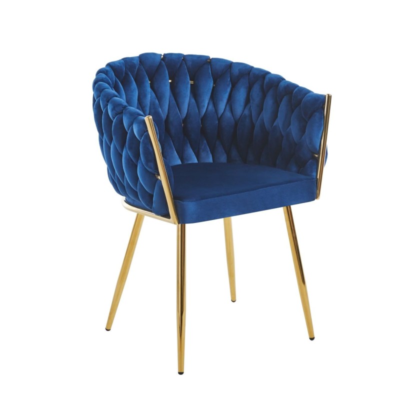 Velvet chair (blue) - gold frame