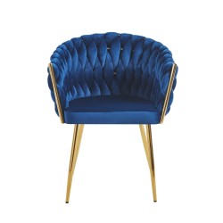 Silla de terciopelo (azul) - estructura dorada